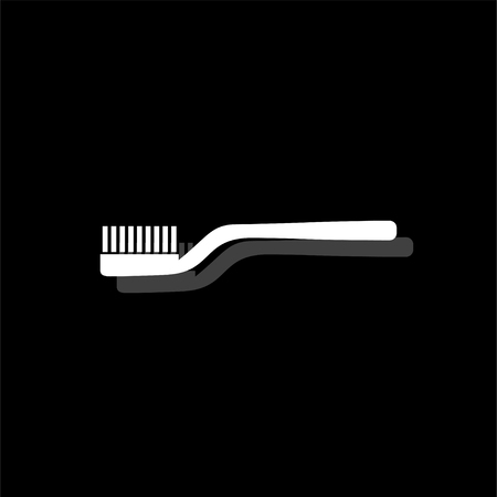 Toothbrush. White flat simple icon with shadowのイラスト素材