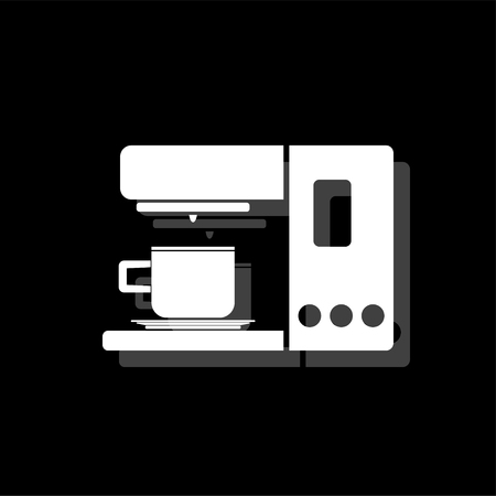 Coffee maker machine. White flat simple icon with shadowのイラスト素材