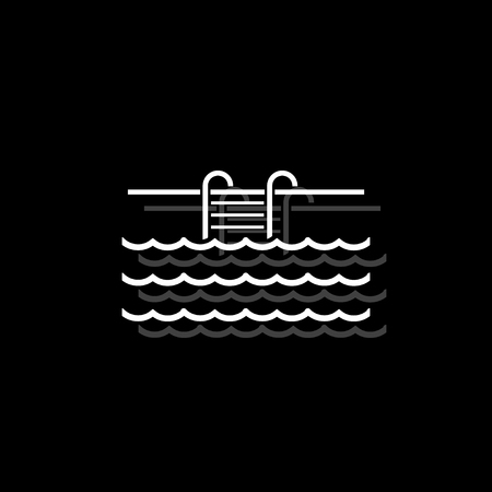 Pool. White flat simple icon with shadowのイラスト素材