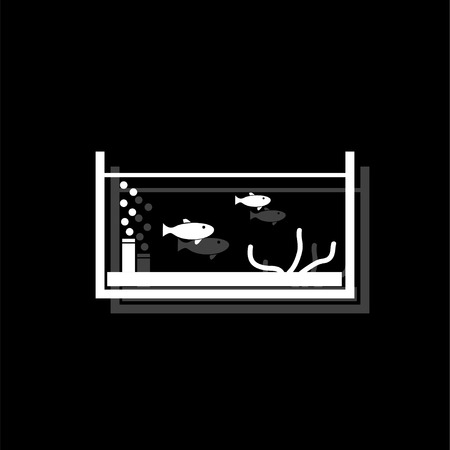 Fish aquarium. White flat simple icon with shadowのイラスト素材