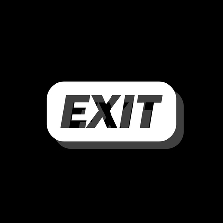 Exit. White flat simple icon with shadowのイラスト素材