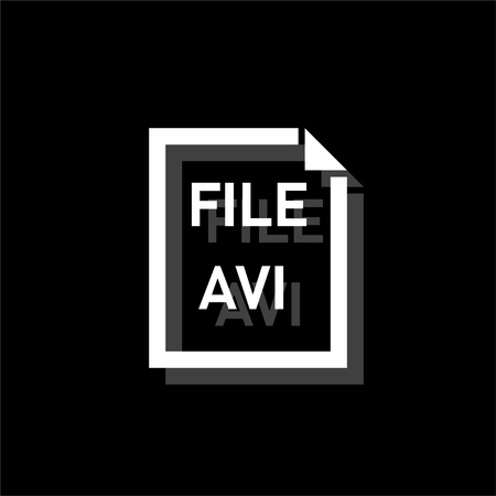 AVI File. White flat simple icon with shadowのイラスト素材
