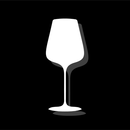 Glass Cup for Wine or Champagne. White flat simple icon with shadowのイラスト素材