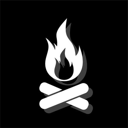 Bonfire, Campfire. White flat simple icon with shadowのイラスト素材