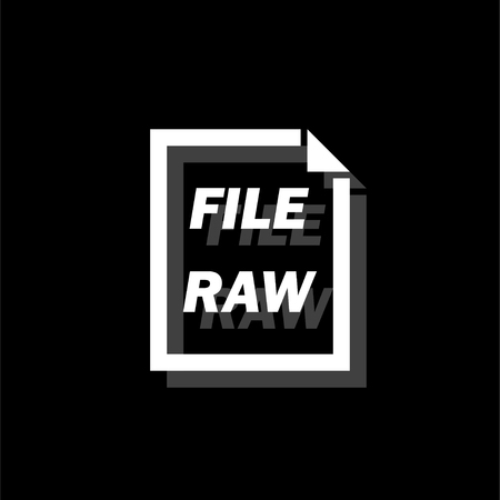 RAW File. White flat simple icon with shadowのイラスト素材