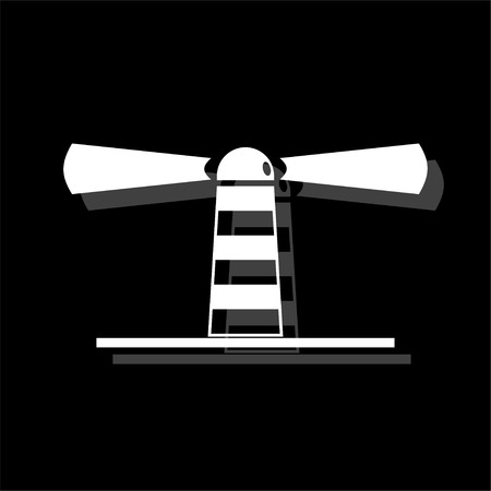 Lighthouse. White flat simple icon with shadowのイラスト素材