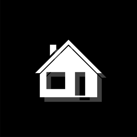 Home. White flat simple icon with shadowのイラスト素材