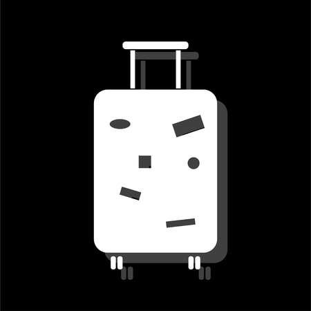 Travel Luggage. White flat simple icon with shadowのイラスト素材