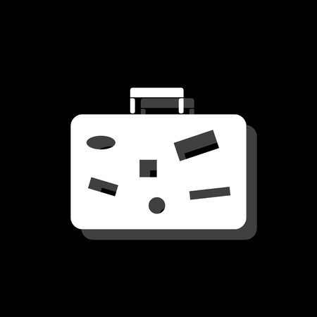 Suitcase, Travel Baggage. White flat simple icon with shadowのイラスト素材