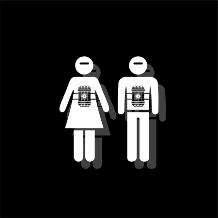 Terrorist. White flat simple icon with shadowのイラスト素材