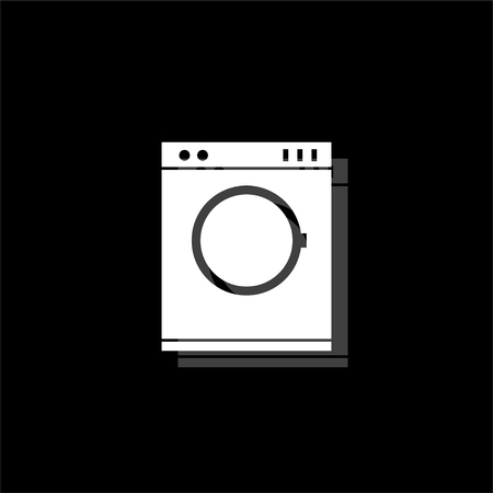 Washing machine. White flat simple icon with shadowのイラスト素材