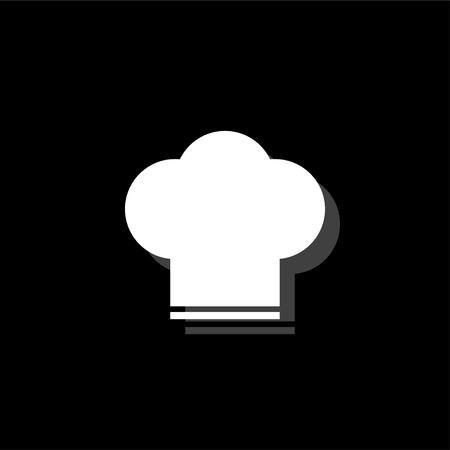Chef hat. White flat simple icon with shadowのイラスト素材