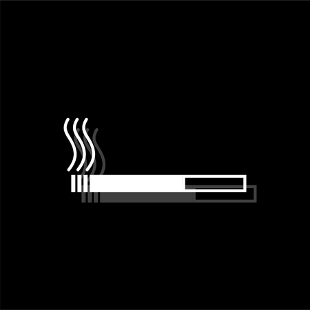 Cigarette. White flat simple icon with shadowのイラスト素材