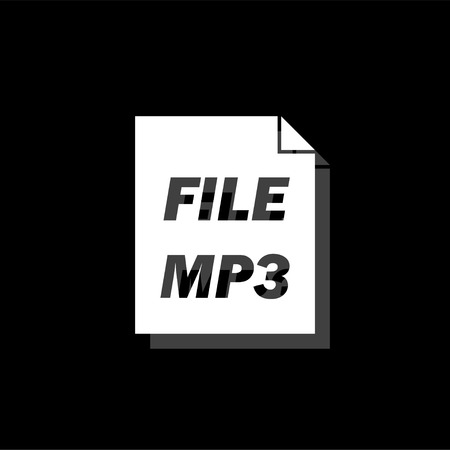 Audio file. White flat simple icon with shadowのイラスト素材