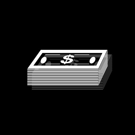 Bundle money. White flat simple icon with shadowのイラスト素材