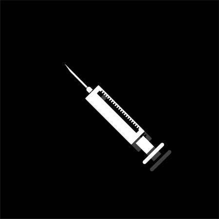 Syringe. White flat simple icon with shadowのイラスト素材