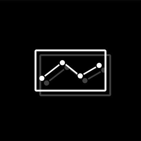 Graph down. White flat simple icon with shadowのイラスト素材