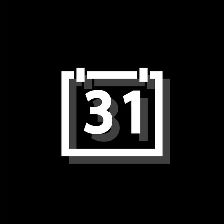 31 calendar days. White flat simple icon with shadowのイラスト素材