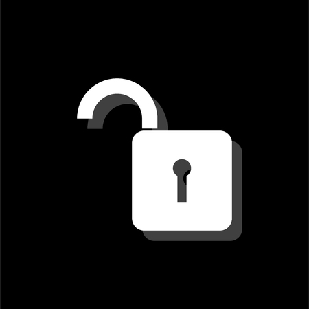 Unlock. White flat simple icon with shadowのイラスト素材