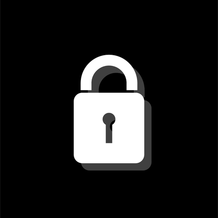 Lock. White flat simple icon with shadowのイラスト素材