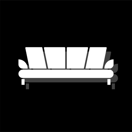 Sofa. White flat simple icon with shadowのイラスト素材