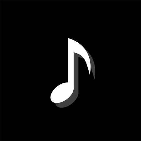 Music note. White flat simple icon with shadowのイラスト素材