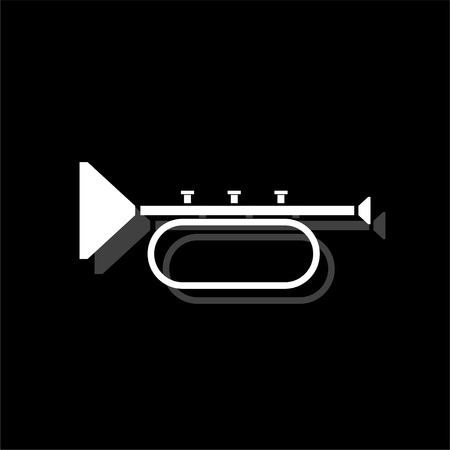 Trumpet. White flat simple icon with shadowのイラスト素材