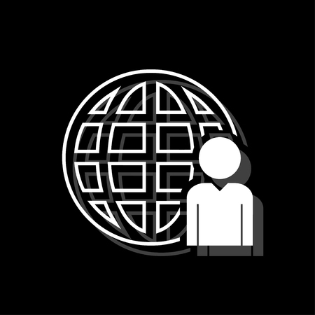 Network administrator. White flat simple icon with shadowのイラスト素材