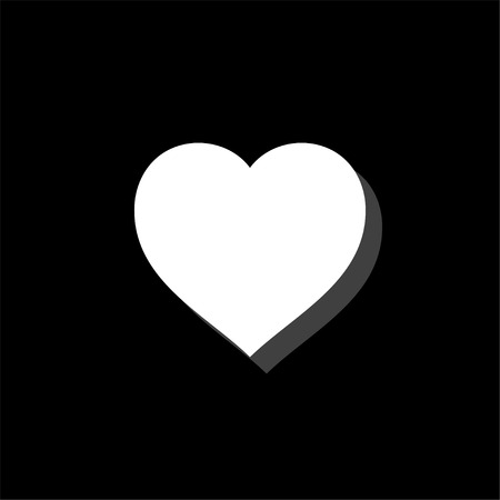 Heart. White flat simple icon with shadowのイラスト素材