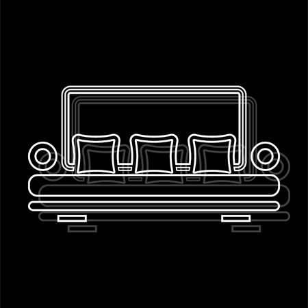 Sofa. White flat simple icon with shadowのイラスト素材