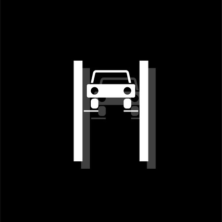 Car lifting. White flat simple icon with shadowのイラスト素材