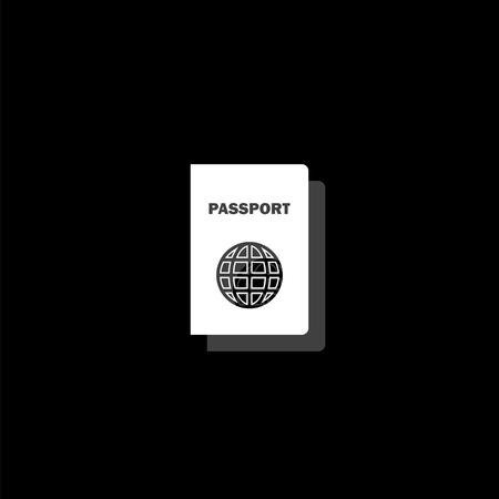 Passport. White flat simple icon with shadowのイラスト素材