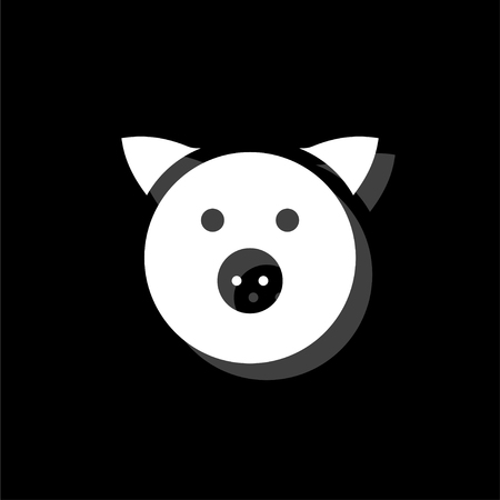 Pig. White flat simple icon with shadowのイラスト素材