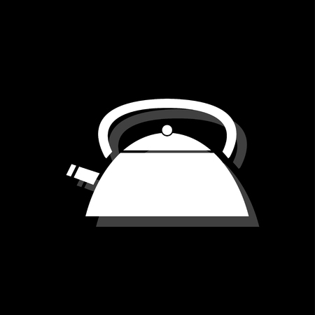 Teapot kettle. White flat simple icon with shadowのイラスト素材