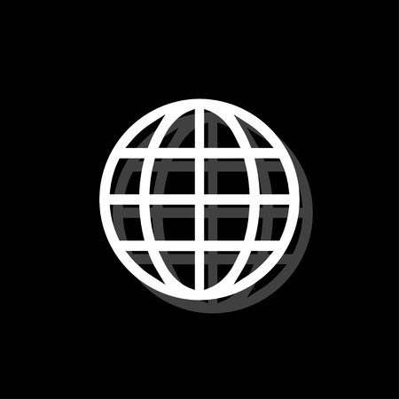 Earth. White flat simple icon with shadowのイラスト素材