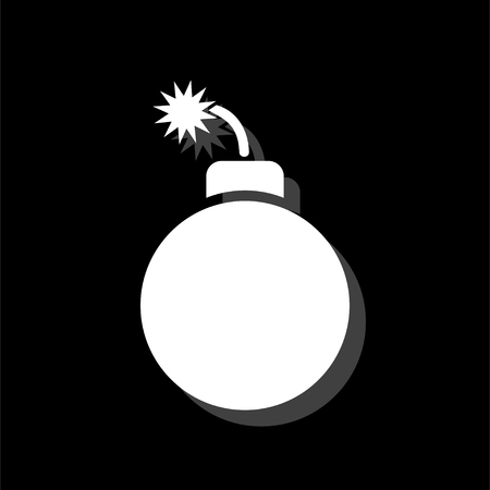 Bomb. White flat simple icon with shadowのイラスト素材