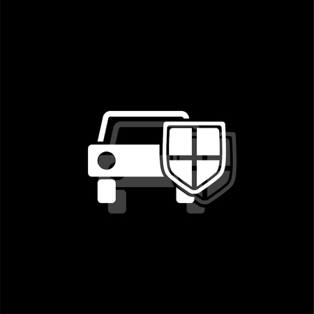Car insurance. White flat simple icon with shadowのイラスト素材