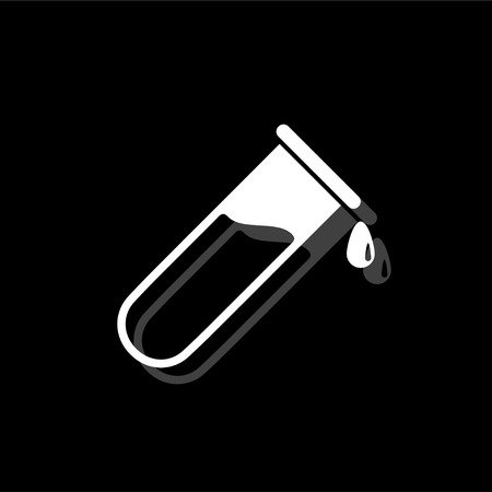 Test tube. White flat simple icon with shadowのイラスト素材
