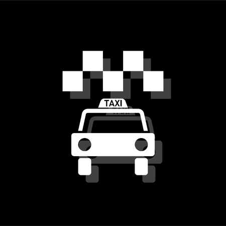 Taxi. White flat simple icon with shadowのイラスト素材