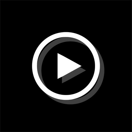 Play button. White flat simple icon with shadowのイラスト素材
