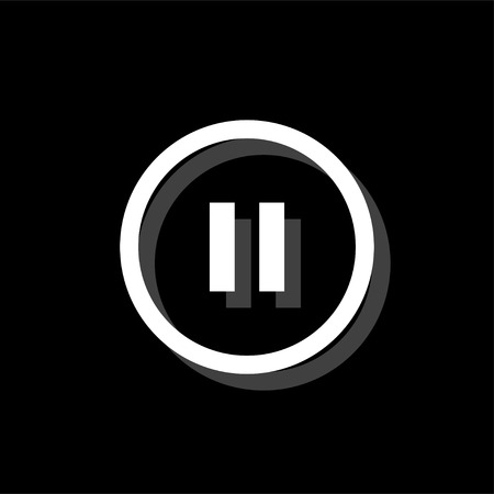 Pause button. White flat simple icon with shadowのイラスト素材