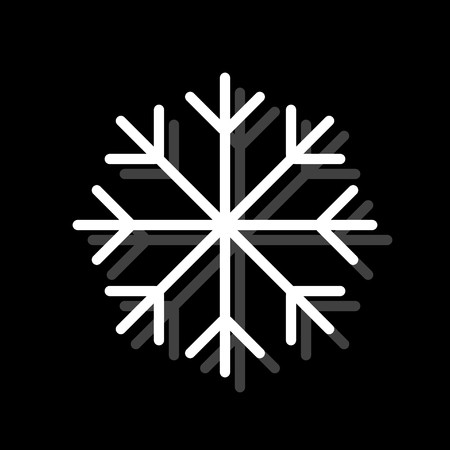 Snowflake. White flat simple icon with shadowのイラスト素材