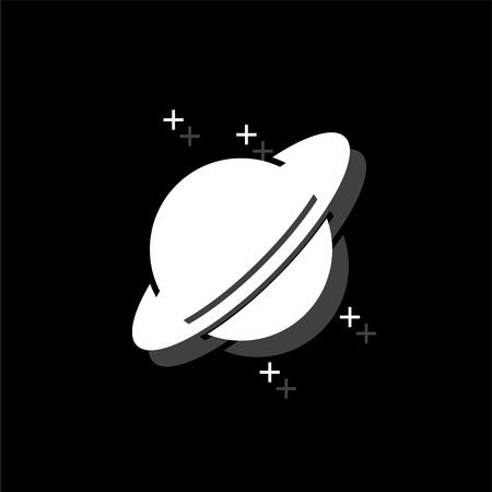Planet. White flat simple icon with shadowのイラスト素材