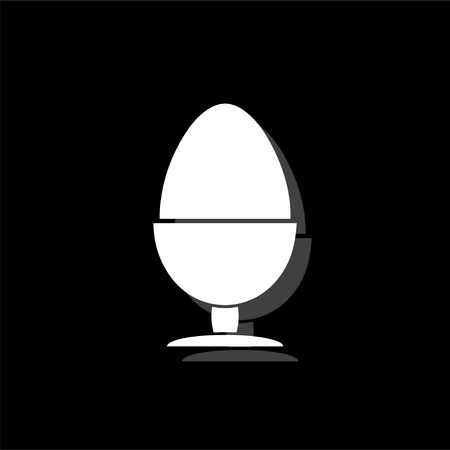 Egg On Stand. White flat simple icon with shadowのイラスト素材