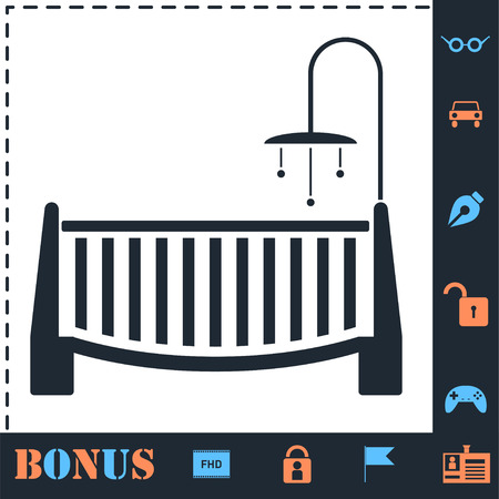 Baby crib. Perfect icon with bonus simple iconsのイラスト素材