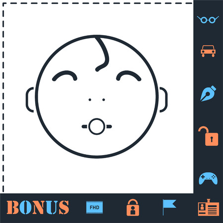 Cute baby with pacifier. Perfect icon with bonus simple iconsのイラスト素材