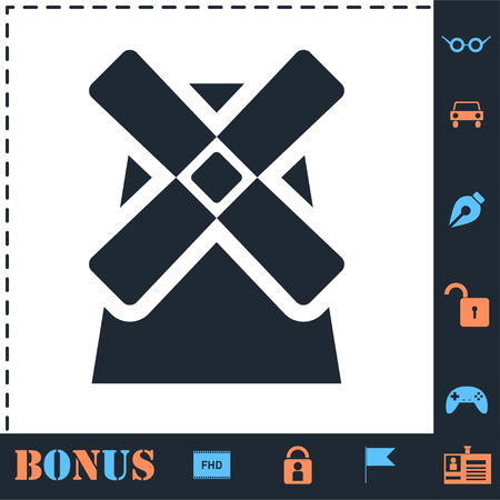 Mill, Windmill. Perfect icon with bonus simple iconsのイラスト素材