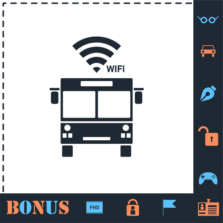 Bus wi-fi. Perfect icon with bonus simple iconsのイラスト素材