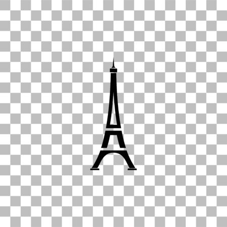 Eiffel tower. Black flat icon on a transparent background. Pictogram for your projectのイラスト素材