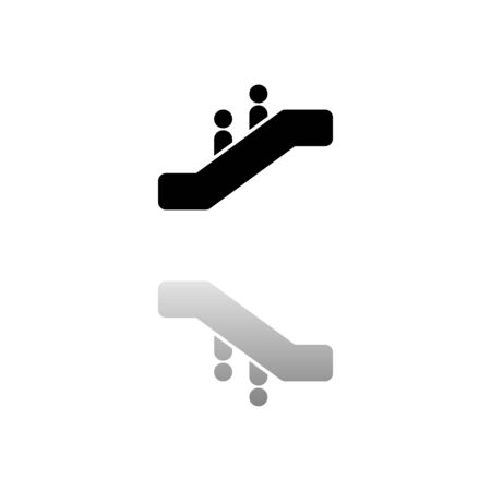 Escalator. Black symbol on white background. Simple illustration. Flat Vector Icon. Mirror Reflection Shadow.のイラスト素材